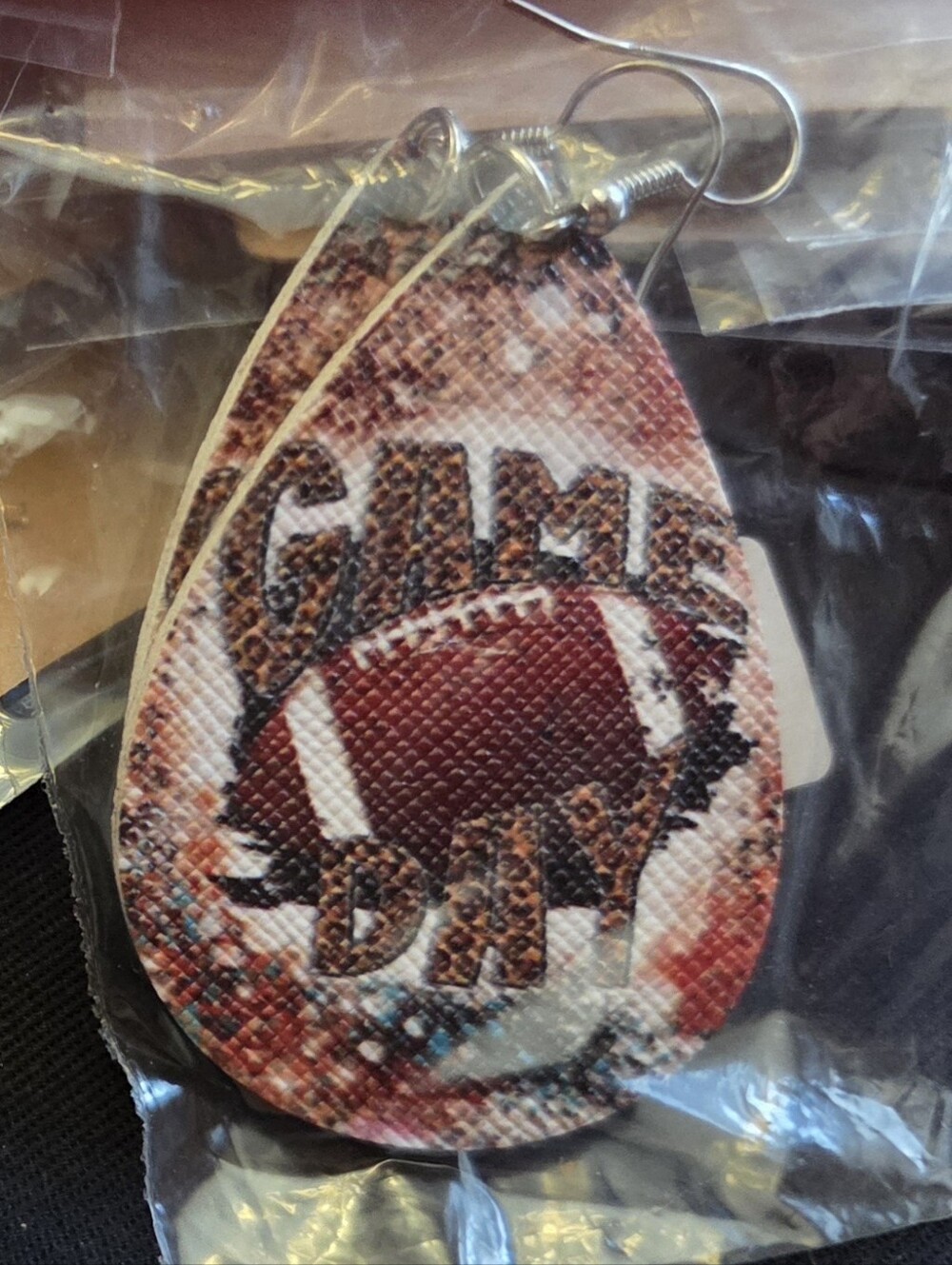 Game Day Football Print Teardrop Earrings